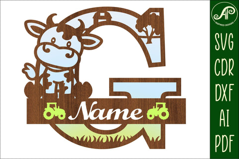 Cow capital monogram letter G SVG cut file SVG APInspireddesigns 