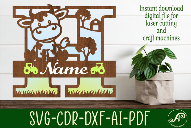 Cow capital monogram letter H SVG cut file SVG APInspireddesigns 