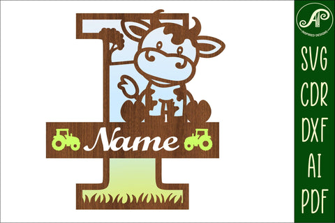 Cow capital monogram letter I SVG cut file SVG APInspireddesigns 