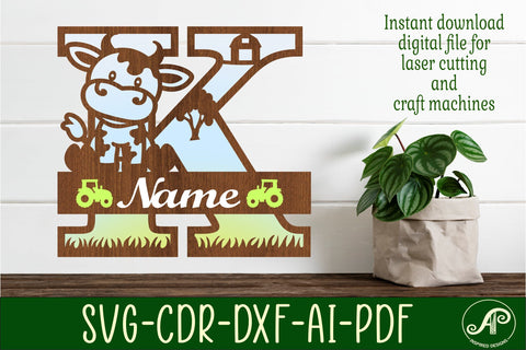 Cow capital monogram letter K SVG cut file SVG APInspireddesigns 