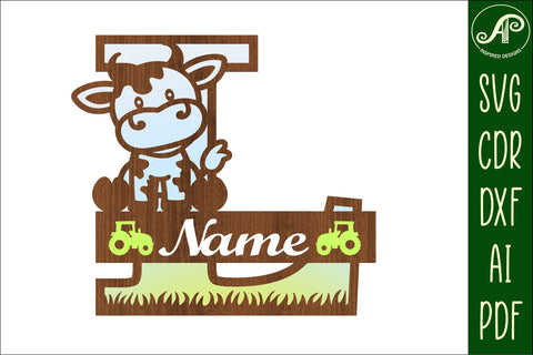 Cow capital monogram letter L SVG cut file SVG APInspireddesigns 