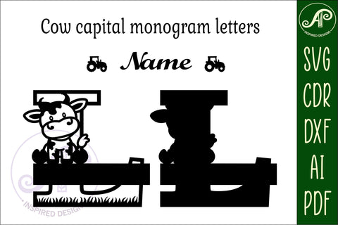 Cow capital monogram letter L SVG cut file SVG APInspireddesigns 