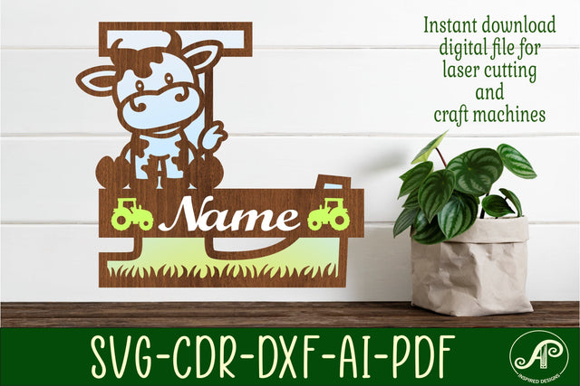 Cow capital monogram letter L SVG cut file SVG APInspireddesigns 