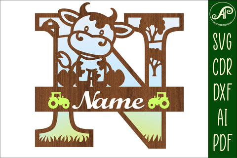 Cow capital monogram letter N SVG cut file SVG APInspireddesigns 