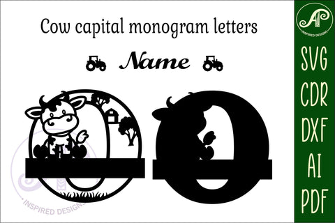 Cow capital monogram letter O SVG cut file SVG APInspireddesigns 