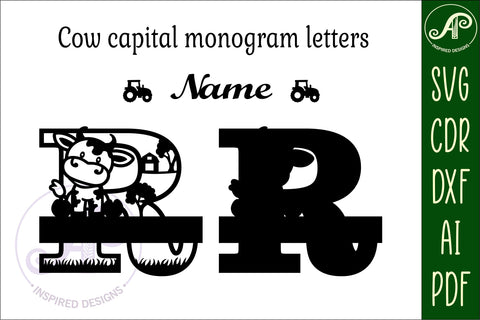 Cow capital monogram letter R SVG cut file SVG APInspireddesigns 