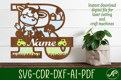 Cow capital monogram letter R SVG cut file SVG APInspireddesigns 