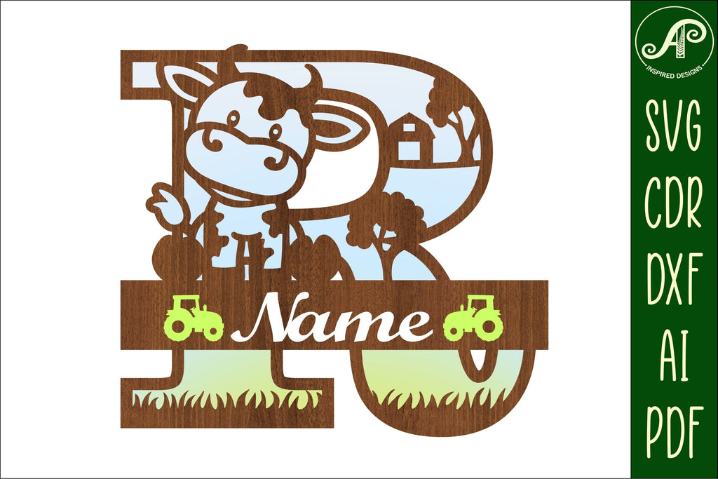 Cow capital monogram letter R SVG cut file - So Fontsy