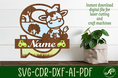 Cow capital monogram letter S SVG cut file SVG APInspireddesigns 