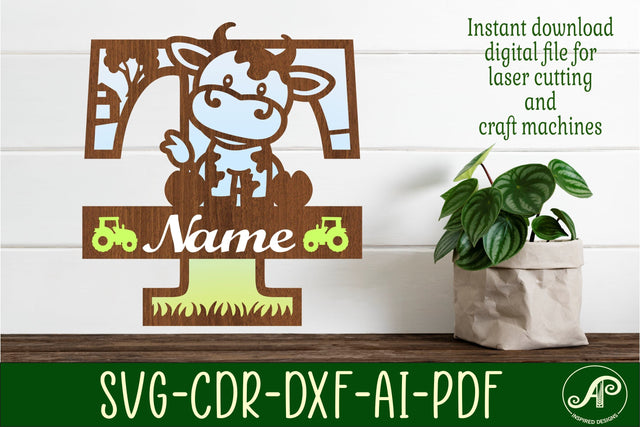 Cow capital monogram letter T SVG cut file SVG APInspireddesigns 