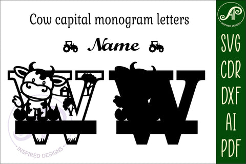 Cow capital monogram letter W SVG cut file SVG APInspireddesigns 