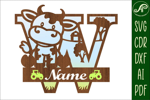 Cow capital monogram letter W SVG cut file SVG APInspireddesigns 