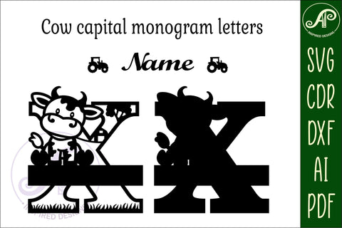 Cow capital monogram letter X SVG cut file SVG APInspireddesigns 