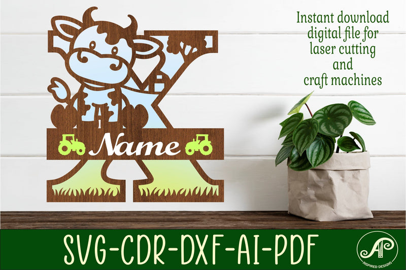 Cow capital monogram letter X SVG cut file SVG APInspireddesigns 