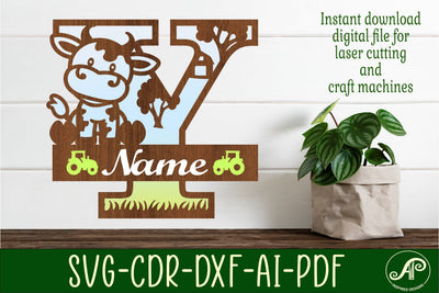 Cow capital monogram letter Y SVG cut file SVG APInspireddesigns 