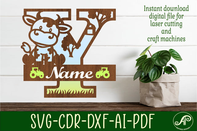 Cow capital monogram letter Y SVG cut file SVG APInspireddesigns 