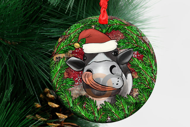 Cow Christmas Ornament Png, Western Christmas Ornament Png, Round Christmas Ornament, Christmas Ornament Sublimation Design Download Sublimation BOO-design 