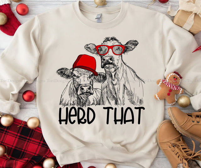 Cow Christmas PNG Sublimation Design Sublimation ToriDesigns 