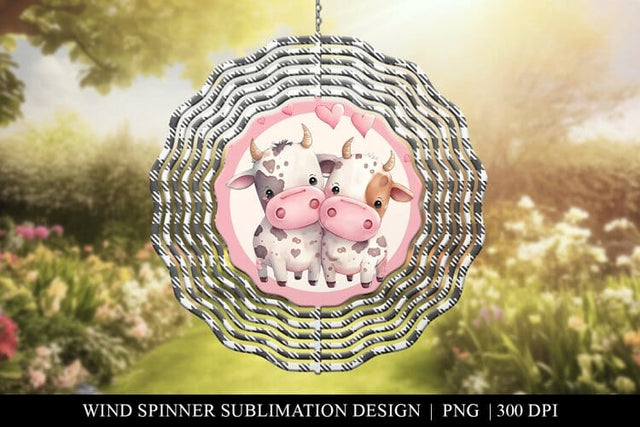 Cow Couple Garden Wind Spinner Sublimation PNG Sublimation BijouBay 