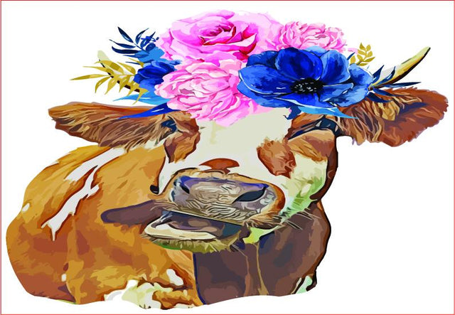 Cow, Cow Floral, Farm Life,sublimation, heifer Sublimation sublimationhappy 