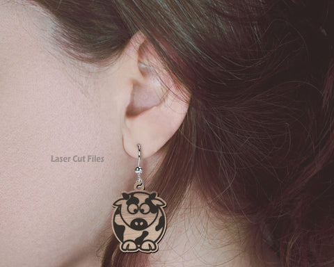 Cow Earrings SVG Bundle Laser Cut Files | Chubby Cow SVG | Glowforge Files SVG Cloud9Design 