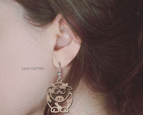 Cow Earrings SVG Bundle Laser Cut Files | Chubby Cow SVG | Glowforge Files SVG Cloud9Design 