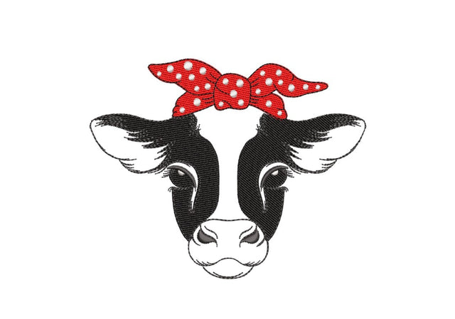 Cow Embroidery Design, Cute Cow Face Embroidery Design, Cow with Bandana Embroidery Design, 3 sizes, Instant Download Embroidery/Applique DESIGNS Nino Nadaraia 
