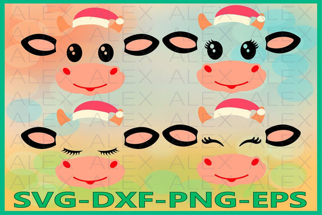 Cow Face Christmas Svg SVG AlexSVGStudio 