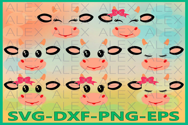 Cow face svg, Cow Eyelashes, Farm SVG AlexSVGStudio 