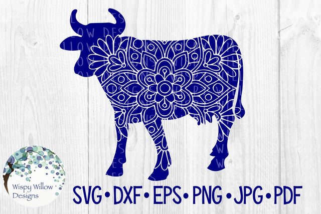 Cow Floral Mandala SVG Wispy Willow Designs 