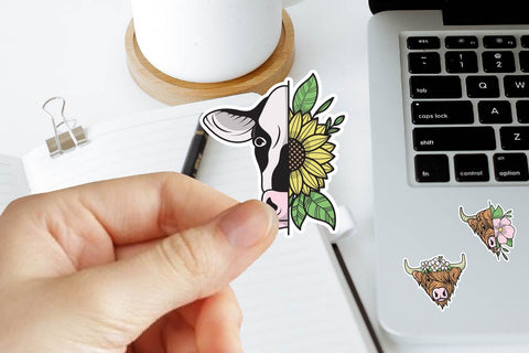 Cow flower sticker, Floral Highland Cow SVG dadan_pm 