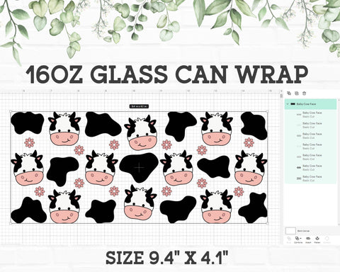 Cow Glass Can SVG Bundle - 16oz Glass Can Wrap SVG, Cow Print Glass Can SVG, Baby Cow Glass Can SVG, Cow Glass Can Wrap SVG SVG GraphicsTreasures 