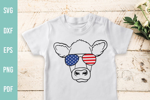 Cow Head SVG | Cow with July 4th Glasses | Hand Drawn Cow SVG Irina Ostapenko 