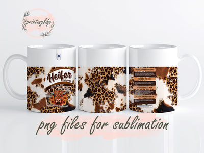 Cow Hide Heifer Cowgirl Sublimation Design, Cow PNG, Heifer Cow Mug Png, Sublimation Designs, Western Cow Mug Wrap Sublimation PrintingLife 