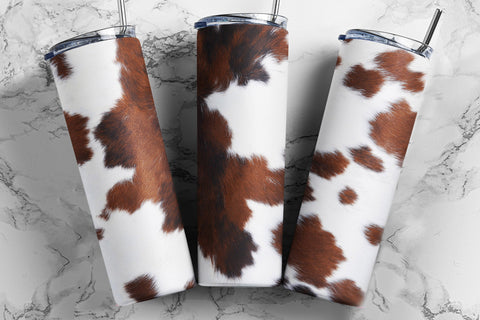Cow Hide Heifer Cowgirl Sublimation Tumbler Design, Cow Fur Print 20oz Skinny Tumbler Wraps Templates - PNG Digital Download Sublimation TumblersByPhill 
