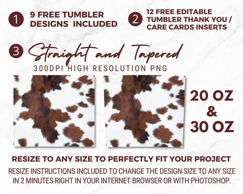 Cow Hide Heifer Cowgirl Sublimation Tumbler Design, Cow Fur Print 20oz Skinny Tumbler Wraps Templates - PNG Digital Download Sublimation TumblersByPhill 