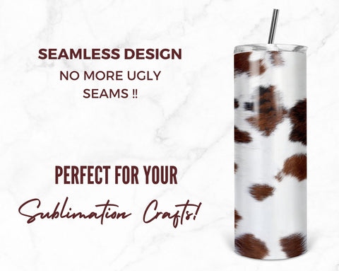 Cow Hide Heifer Cowgirl Sublimation Tumbler Design, Cow Fur Print 20oz Skinny Tumbler Wraps Templates - PNG Digital Download Sublimation TumblersByPhill 