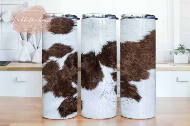 Cow Hide Heifer Cowgirl Sublimation Tumbler Design, Cow Fur Print 20oz Skinny Tumbler Wraps Templates Sublimation Rabbitmakies 
