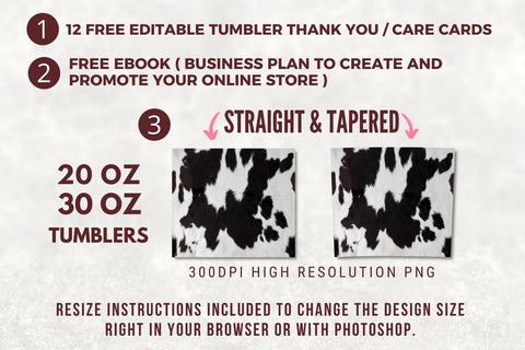 Cow Hide Sublimation Tumbler Design, Cow Fur Print 20oz Skinny Tumbler Wraps Templates - PNG Digital Download Sublimation TumblersByPhill 