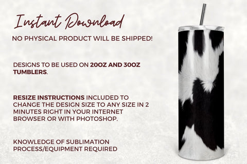 Cow Hide Sublimation Tumbler Design, Cow Fur Print 20oz Skinny Tumbler Wraps Templates - PNG Digital Download Sublimation TumblersByPhill 