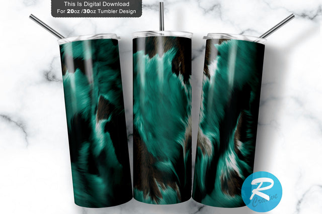 Cow Hide Teal Western 20 oz / 30 oz Tumbler PNG Sublimation Regulrcrative 