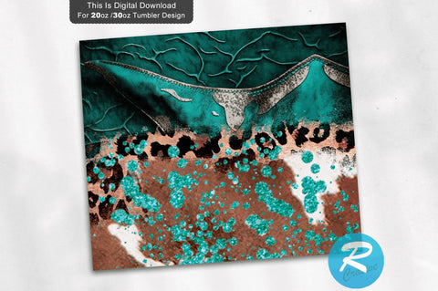 Cow Hide Teal Western Leopard 20 oz / 30 oz Tumbler PNG Sublimation Regulrcrative 