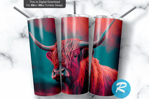 Cow Highland Cattle 20 oz / 30 oz Skinny Tumbler Sublimation Regulrcrative 