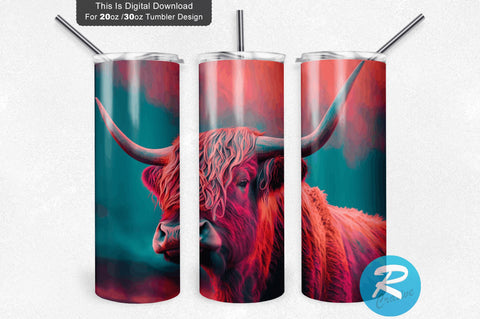 Cow Highland Cattle 20 oz / 30 oz Skinny Tumbler Sublimation Regulrcrative 