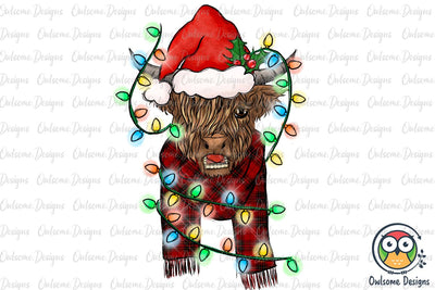 Cow Highland Christmas PNG Sublimation Sublimation Owlsome.Designs 