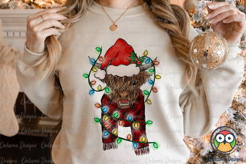 Cow Highland Christmas PNG Sublimation Sublimation Owlsome.Designs 