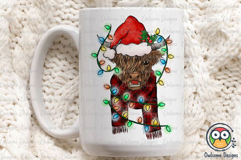 Cow Highland Christmas PNG Sublimation Sublimation Owlsome.Designs 