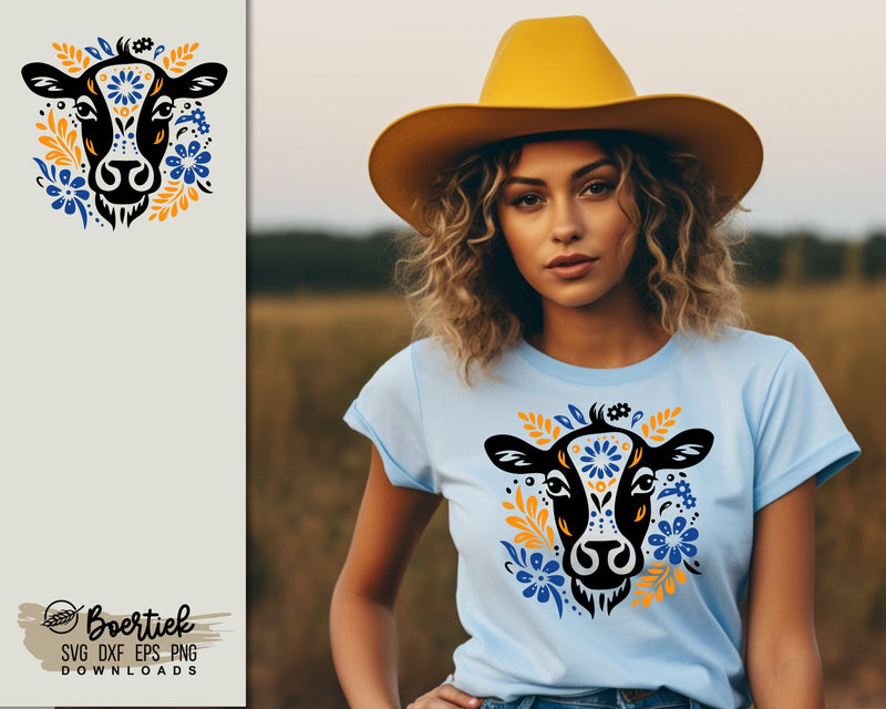 Cow in Folk art style 1, SVG file SVG Boertiek 