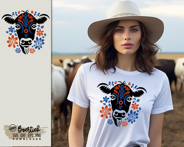 Cow in folk art style 2, SVG file SVG Boertiek 