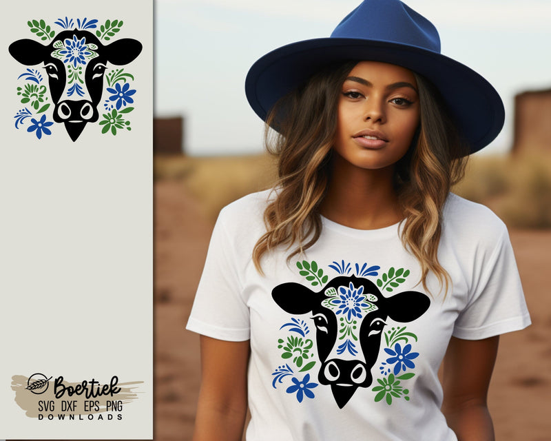 Cow in folk art style 3, SVG file SVG Boertiek 